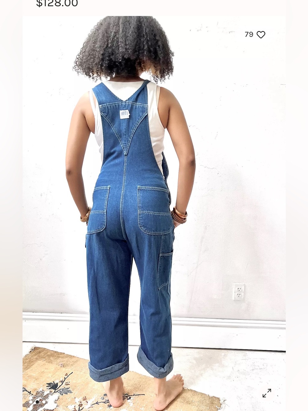 Free People vintage liberty Blue Denim Overalls Sz 34x30 Anna Corinna - Picture 2 of 10